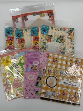 Daiso Disney Stationery Sets Mickey Mouse Winnie the Pooh Princess Lot Bundle